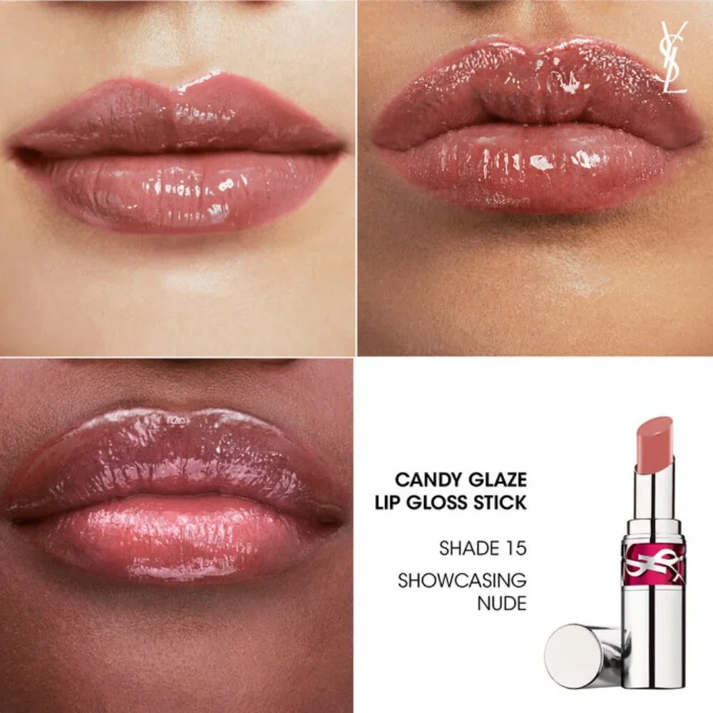 YSL Yves Saint Laurent Candy Glaze Lip Gloss Stick 15 nude nib nwt - Picture 7 of 7
